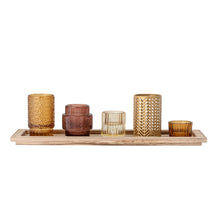 Load image into Gallery viewer, Elvina Wooden Tray with Tealight Holders in Warm Brown