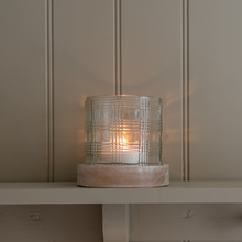 Load image into Gallery viewer, Small Glass Candle Holder in Gingham Check