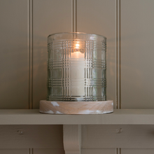 Load image into Gallery viewer, Large Glass Candle Holder in Gingham Check