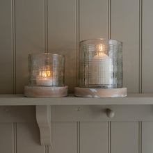 Load image into Gallery viewer, Large Glass Candle Holder in Gingham Check