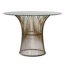 Load image into Gallery viewer, Scarlett 4 Seater Round Glass Dining Table in Brass