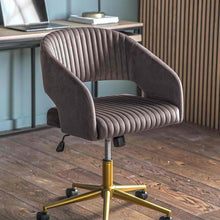 Load image into Gallery viewer, Leia Velvet Swivel Office Chair in Slate Grey