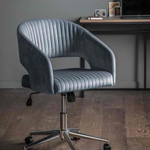 Load image into Gallery viewer, Leia Velvet Swivel Office Chair in Charcoal