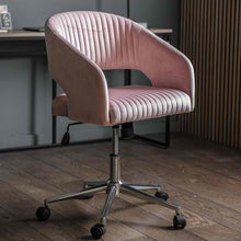 Load image into Gallery viewer, Leia Velvet Swivel Office Chair in Pink