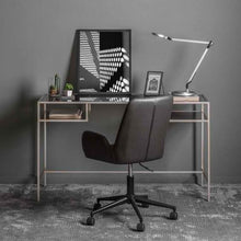 Load image into Gallery viewer, Lauren Glass and Iron Desk in Silver