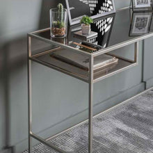 Load image into Gallery viewer, Lauren Glass and Iron Desk in Silver