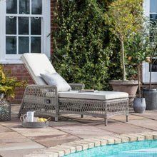 Load image into Gallery viewer, Tuscany Outdoor Rattan Sun Lounger in Stone