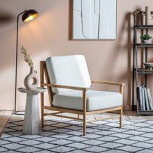 Load image into Gallery viewer, Maimie Solid Oak Armchair in Cream with Rattan