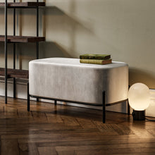 Load image into Gallery viewer, Leslie Velvet Upholstered Bench in Grey