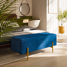 Load image into Gallery viewer, Rosanna Rectangular Velvet Ottoman in Royal Blue