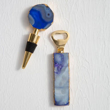 Load image into Gallery viewer, Megan Agate Opener & Stopper Set in Blue