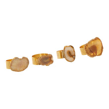 Load image into Gallery viewer, Megan Set of 4 Agate Napkin Rings in Natural And Gold Finish