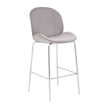 Load image into Gallery viewer, Alexa Velvet Bar Stool Chair in Mink and Chrome