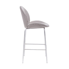 Load image into Gallery viewer, Alexa Velvet Bar Stool Chair in Mink and Chrome