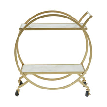 Load image into Gallery viewer, Joanna Round Marble Drinks Trolley in Gold