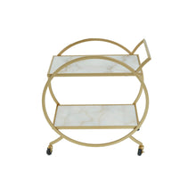Load image into Gallery viewer, Joanna Round Marble Drinks Trolley in Gold