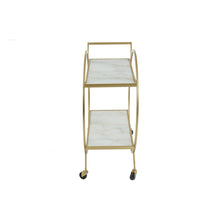 Load image into Gallery viewer, Joanna Round Marble Drinks Trolley in Gold