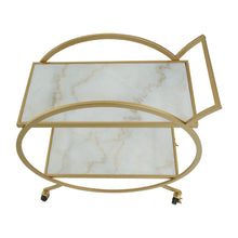 Load image into Gallery viewer, Joanna Round Marble Drinks Trolley in Gold