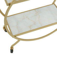 Load image into Gallery viewer, Joanna Round Marble Drinks Trolley in Gold