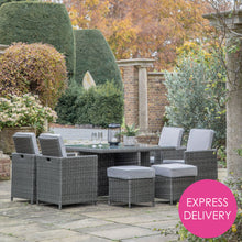 Load image into Gallery viewer, Valencia Outdoor 8-Seater Cube Dining Set in Grey