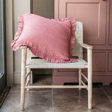 Load image into Gallery viewer, Oli Linen Ruffle Cushion in Pomegranate