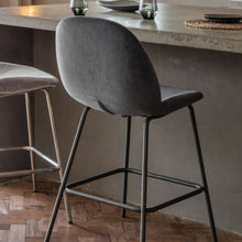 Load image into Gallery viewer, Abi Set of 2 Velvet Bar Stools in Dark Grey