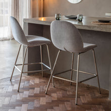 Load image into Gallery viewer, Abi Set of 2 Velvet Bar Stools in Light Grey