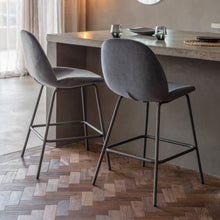 Load image into Gallery viewer, Abi Set of 2 Velvet Bar Stools in Dark Grey