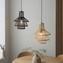 Load image into Gallery viewer, Serenity Bamboo Pendant Light in Black