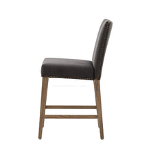 Load image into Gallery viewer, Briley Set of 2 Wooden Bar Stools in Grey Velvet