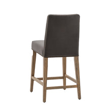 Load image into Gallery viewer, Briley Set of 2 Wooden Bar Stools in Grey Velvet