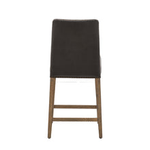 Load image into Gallery viewer, Briley Set of 2 Wooden Bar Stools in Grey Velvet