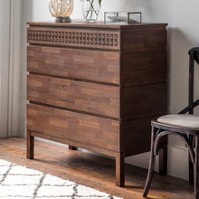 Load image into Gallery viewer, Hayleigh Mango Wood Four Drawer Chest of Drawers in Brown
