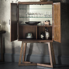 Load image into Gallery viewer, Hayleigh Tall Mango Wood Drinks Cabinet in Dark Brown