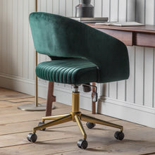 Load image into Gallery viewer, Leia Velvet Swivel Office Chair in Green