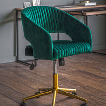 Load image into Gallery viewer, Leia Velvet Swivel Office Chair in Green