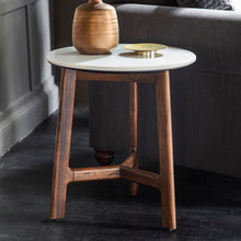 Load image into Gallery viewer, Linnea Round Marble Side Table in Dark Brown