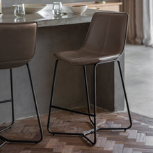 Load image into Gallery viewer, May Set of 2 Leather Bar Stools in Brown