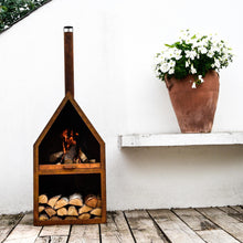 Load image into Gallery viewer, Ivyline Outdoor Henley Fireplace Rust with Grill Iron