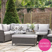 Load image into Gallery viewer, Valencia Outdoor Sofa Dining Set with Rectangular Rising Table in Grey
