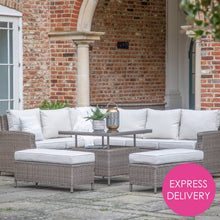 Load image into Gallery viewer, Valencia Outdoor Sofa Dining Set with Square Rising Table in Natural