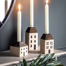 Load image into Gallery viewer, Karina Set of 3 House Candlestick Holders in Cream
