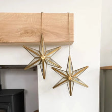 Load image into Gallery viewer, Ivyline Hanging Mercury Glass Star in Antique Brass
