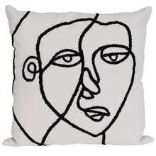 Load image into Gallery viewer, June Embroidered Face Cushion in Black and White
