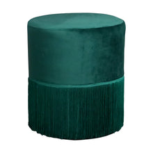 Load image into Gallery viewer, Harley Tassel Velvet Pouffe in Green
