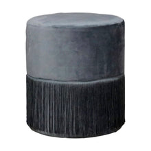 Load image into Gallery viewer, Harley Tassel Velvet Pouffe in Grey
