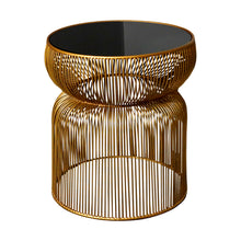 Load image into Gallery viewer, Khloe Round Side Table in Gold Finish
