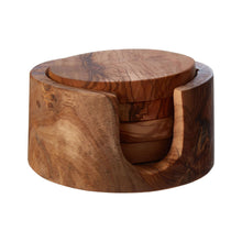 Load image into Gallery viewer, Winnie Set of 4 Coasters in Olive Wood
