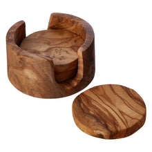 Load image into Gallery viewer, Winnie Set of 4 Coasters in Olive Wood
