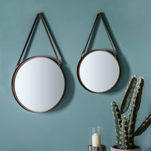 Load image into Gallery viewer, Orla Set of 2 Leather Strap Mirrors in Brown
